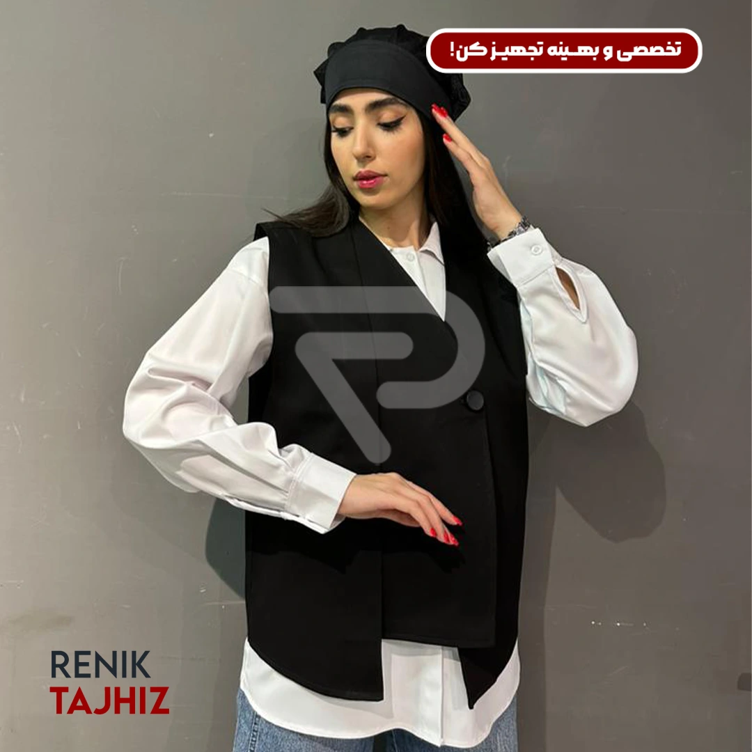 1090243.webp وست طرح ایتالیایی پارچه کتان مشکی Renik - Image 1