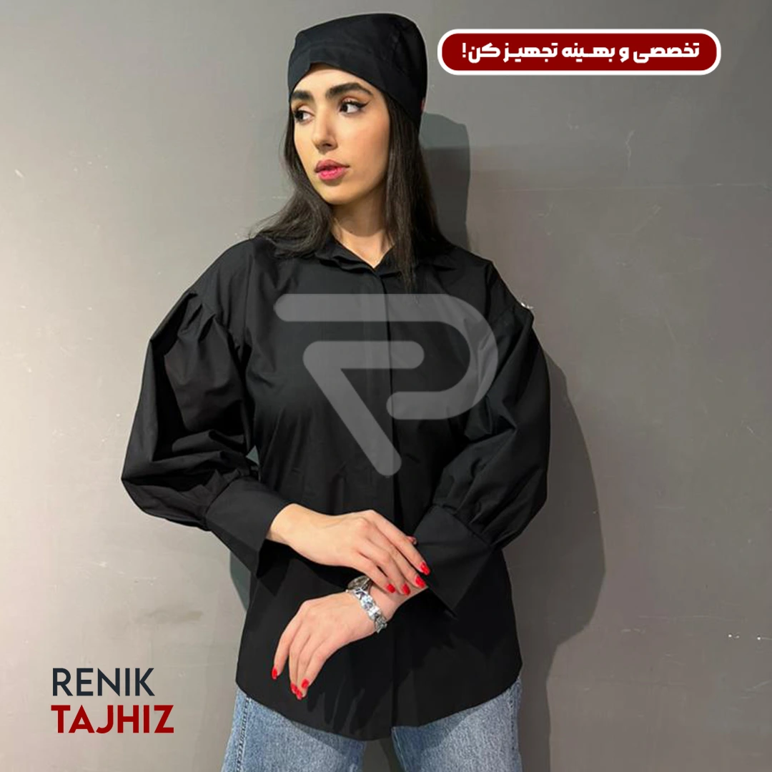4434.webp شومیز آستین پلیسه فری سایز مشکی RENIK - Image 1