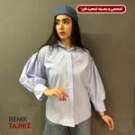 شومیز آستین پلیسه فری سایز آبی 1034 RENIK