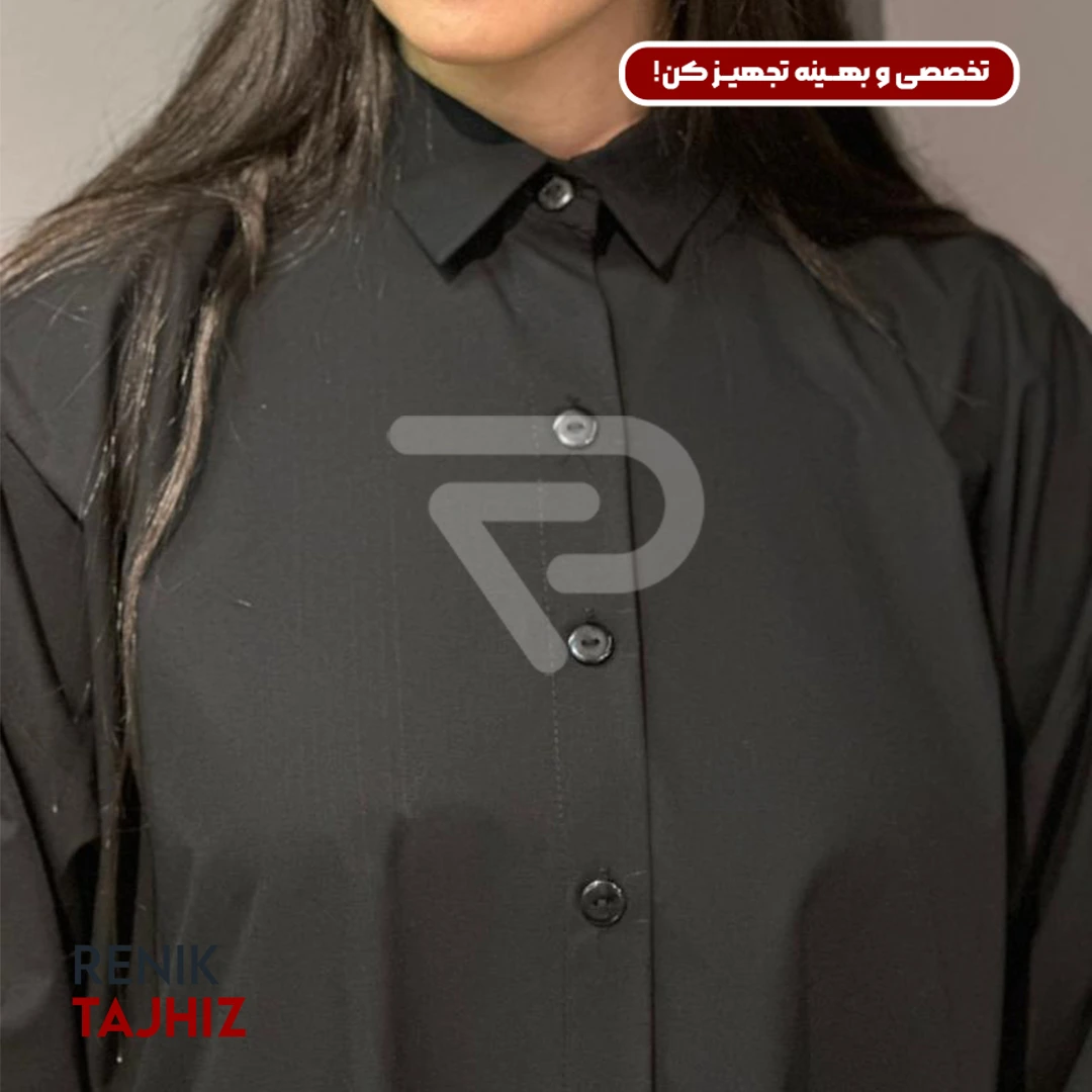 4465y634634.webp شومیز آستین پلیسه فری سایز مشکی RENIK - Image 2