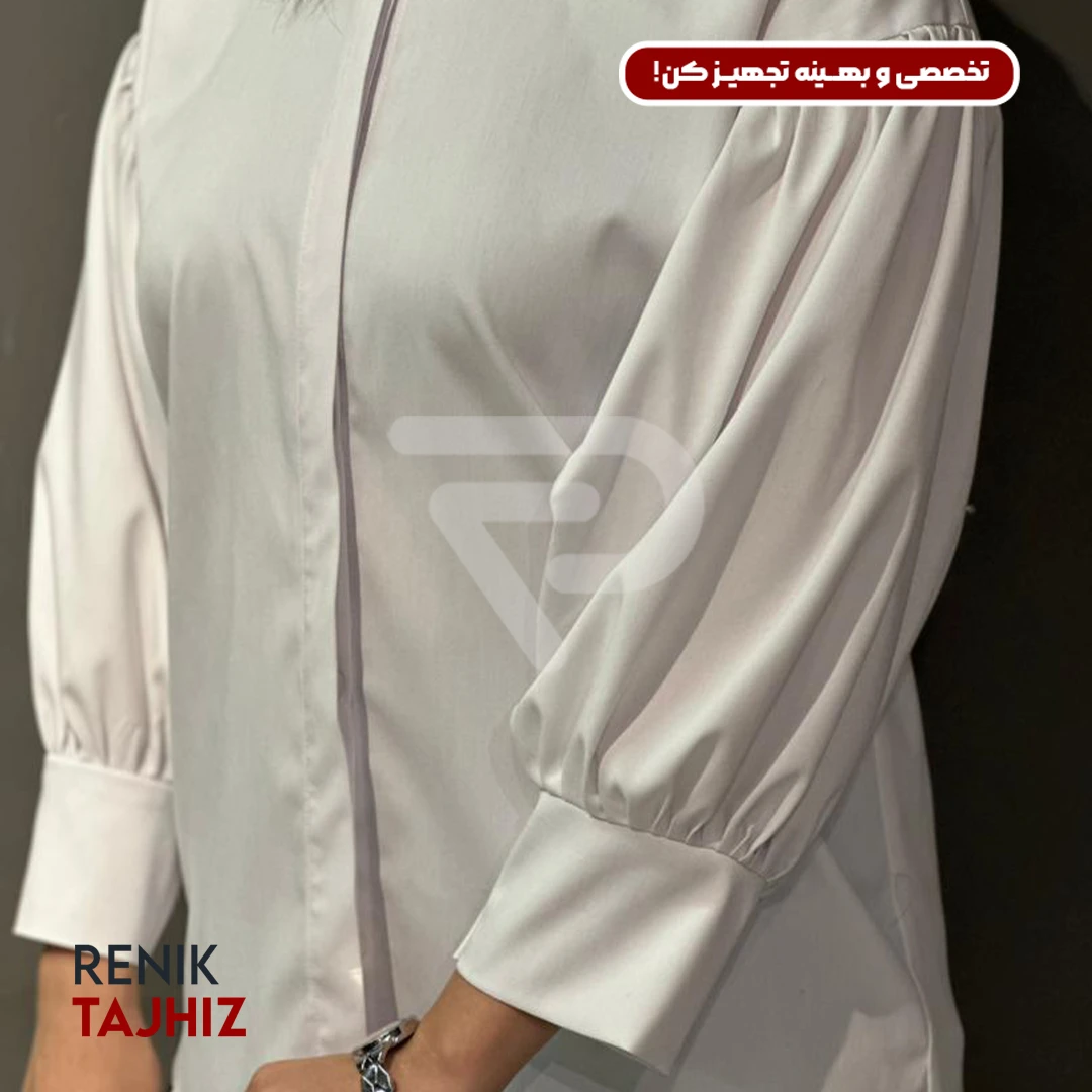 453443253.webp شومیز آستین پلیسه فری سایز سفید RENIK - Image 3