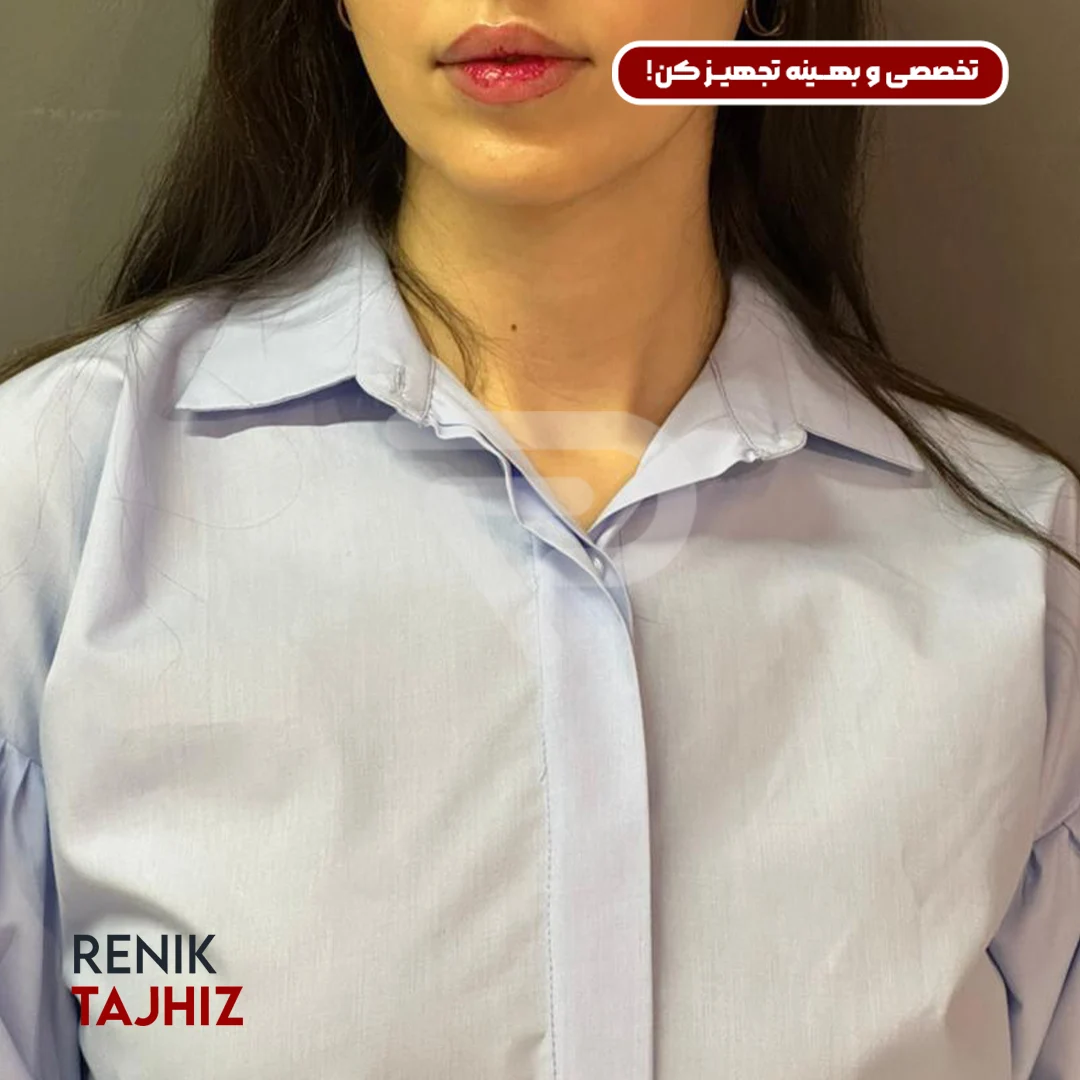 453453.webp شومیز آستین پلیسه فری سایز آبی 1034 RENIK - Image 2