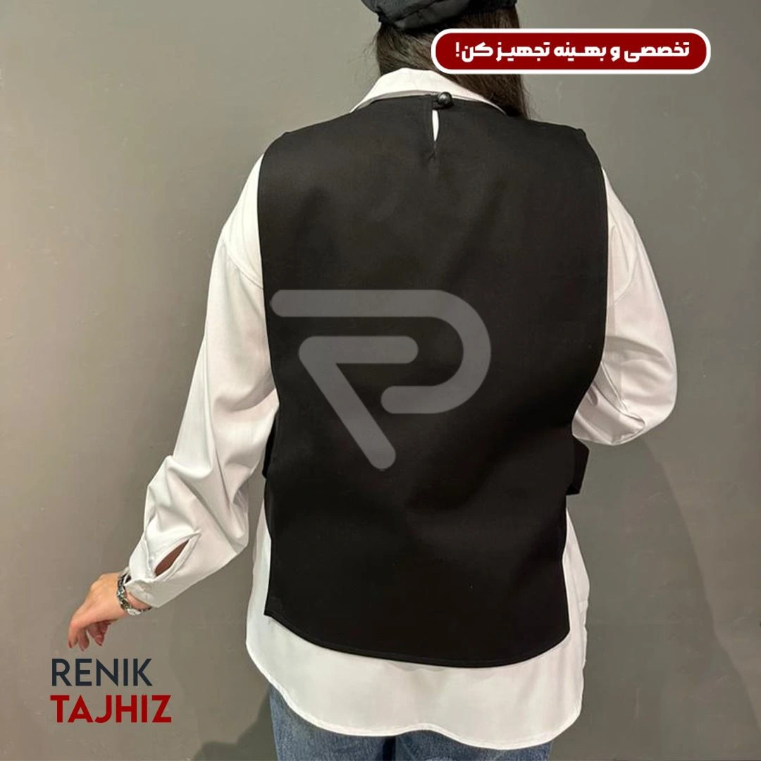45wets.webp وست طرح جلو بسته پارچه کتان مشکی Renik - Image 2