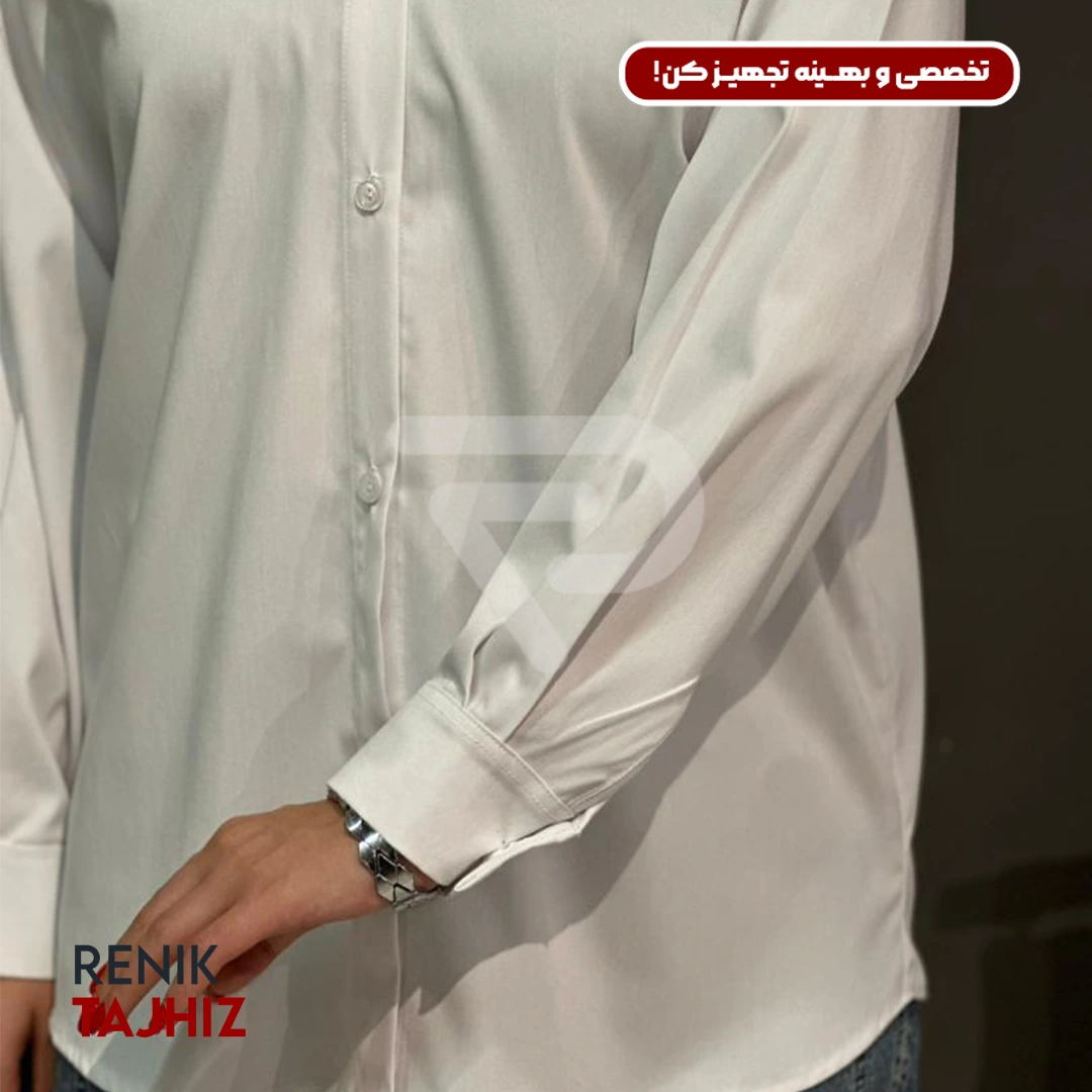 56435.webp شومیز طرح اسکاتلندی فری سایز سفید RENIK - Image 2