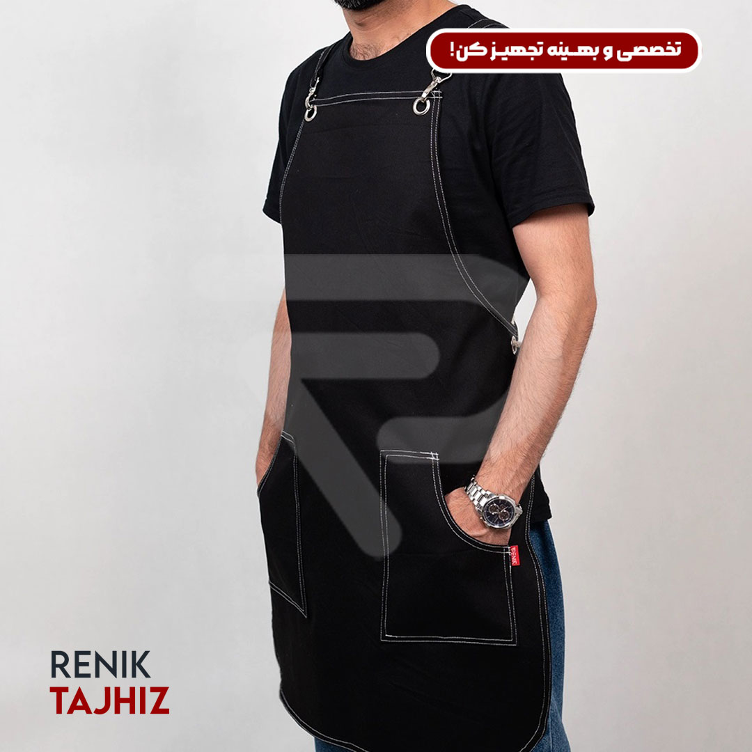 Black-barista-apron2.jpg اپرون باریستا مشکی - Image 3
