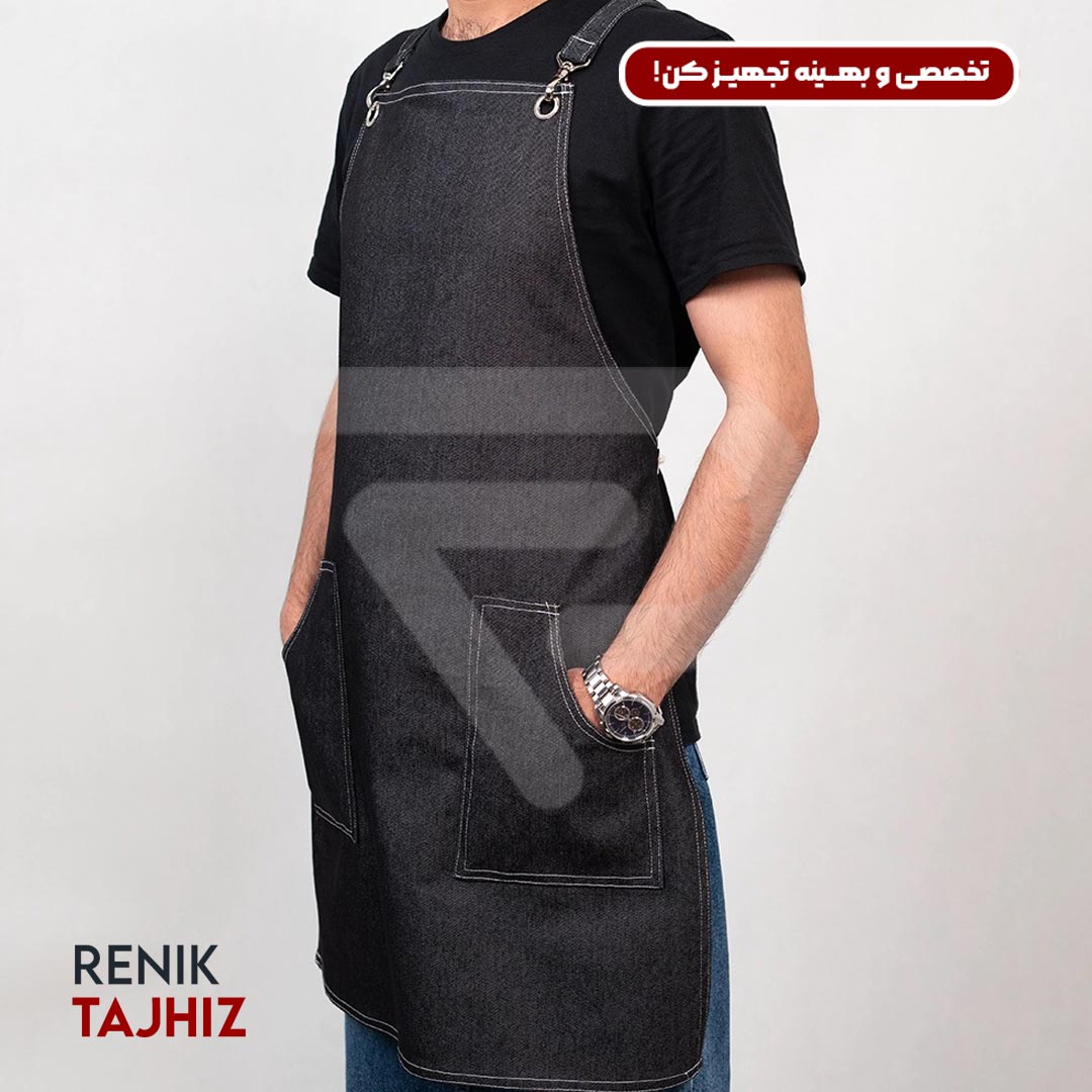 Charcoal-barista-apron12.jpg اپرون باریستا جین ذغالی - Image 3