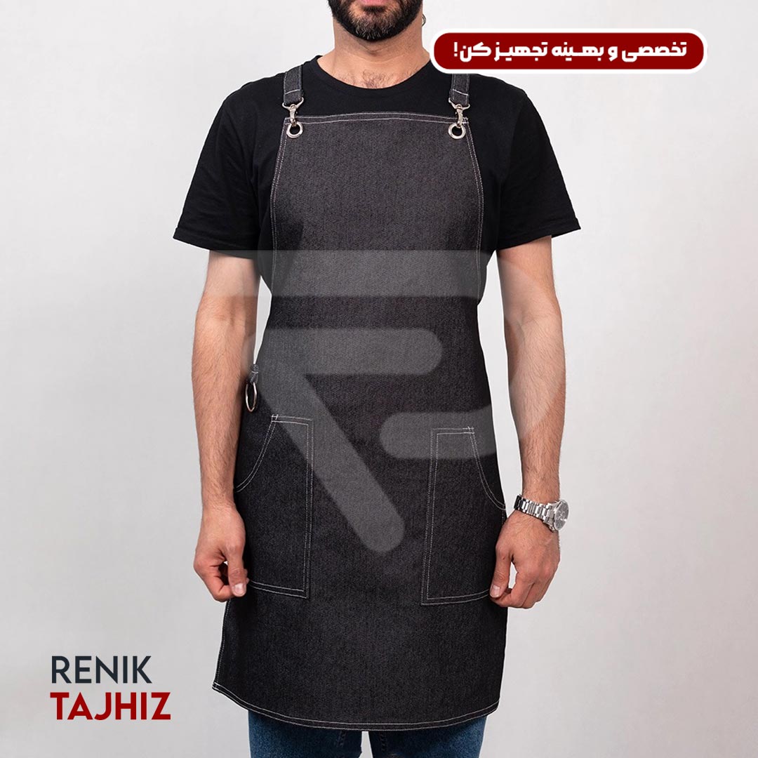 Charcoal-barista-apron13.jpg اپرون باریستا جین ذغالی - Image 1