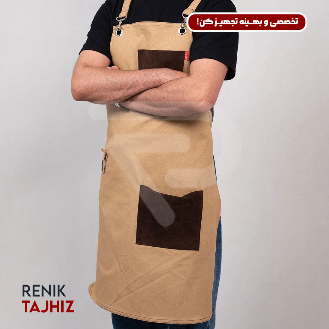 Cream-apron12.jpg اپرون باریستا کتان کرم - Image 3