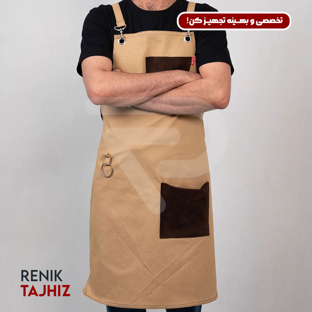 Cream-apron13.jpg اپرون باریستا کتان کرم - Image 1