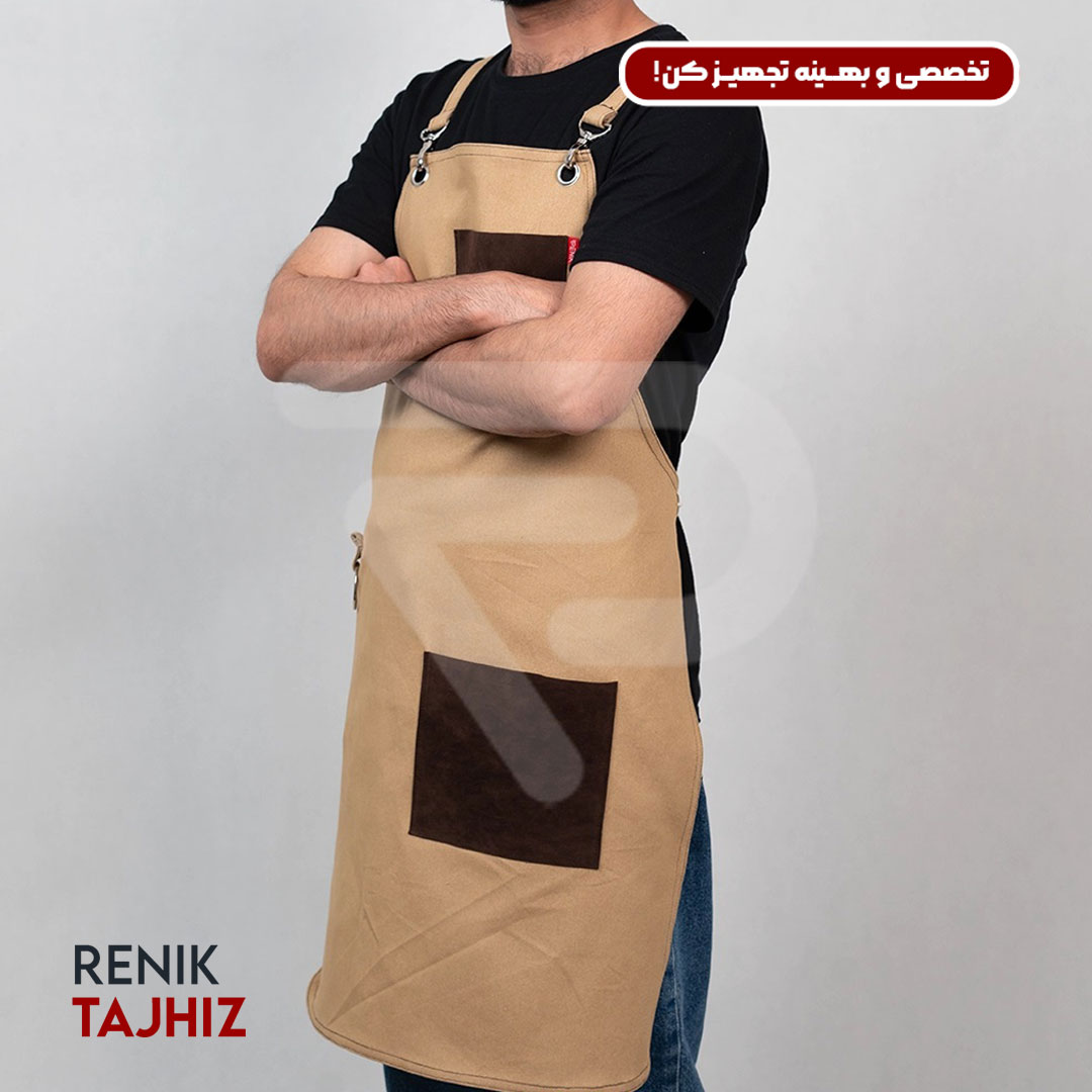 Cream-apron14.jpg اپرون باریستا کتان کرم - Image 4