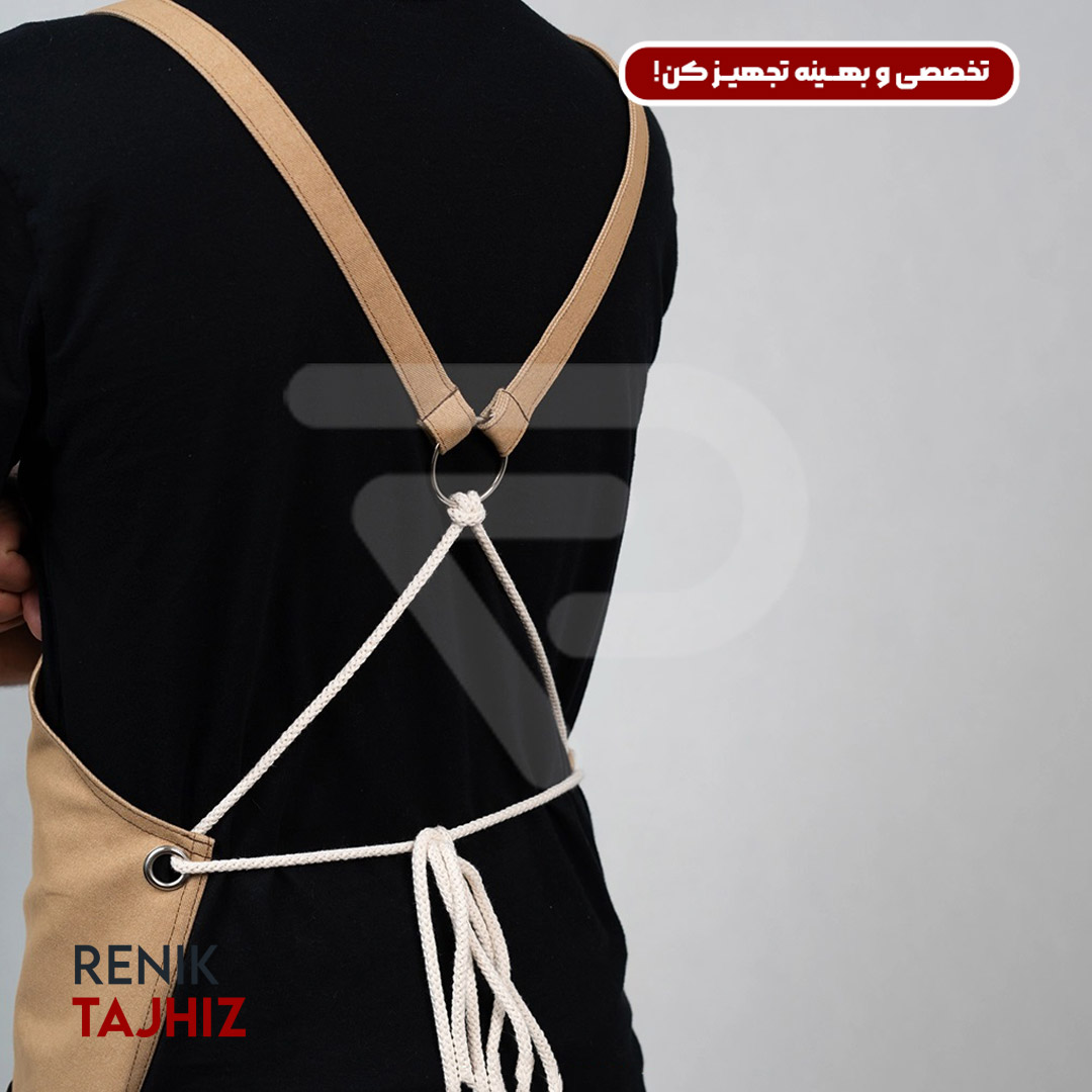 Cream-apron18.jpg اپرون باریستا کتان کرم - Image 8