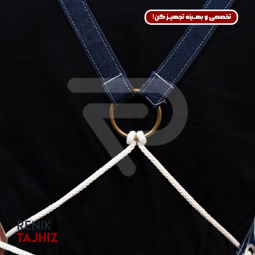 Honey-leather-apron-with-collar-7-6.jpg اپرون باریستا جین سورمه ای و چرم عسلی یقه ۷ - Image 8