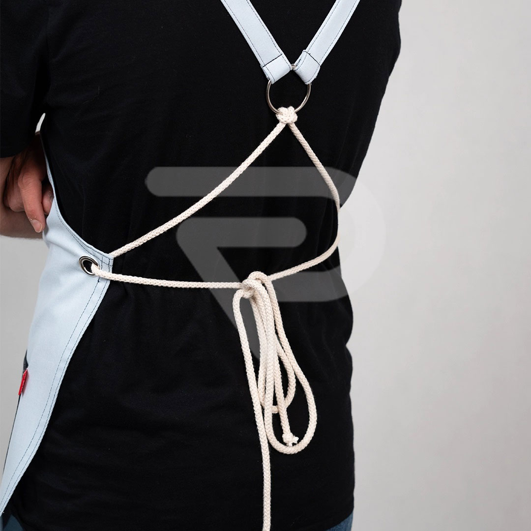 Patterned-blue-apron30.jpg اپرون باریستا کتان آبی طرح دار - Image 10