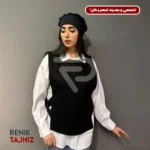 وست طرح جلو بسته پارچه کتان مشکی Renik