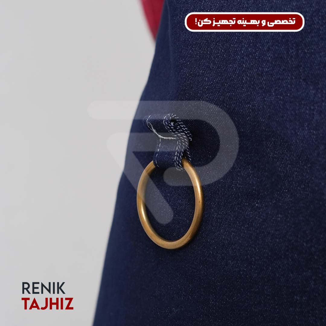 honey-leather1.jpg اپرون باریستا جین سورمه ای و چرم عسلی - Image 2