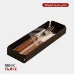 رست قاشق و چنگال مستطیل فلزی مشکی I.S