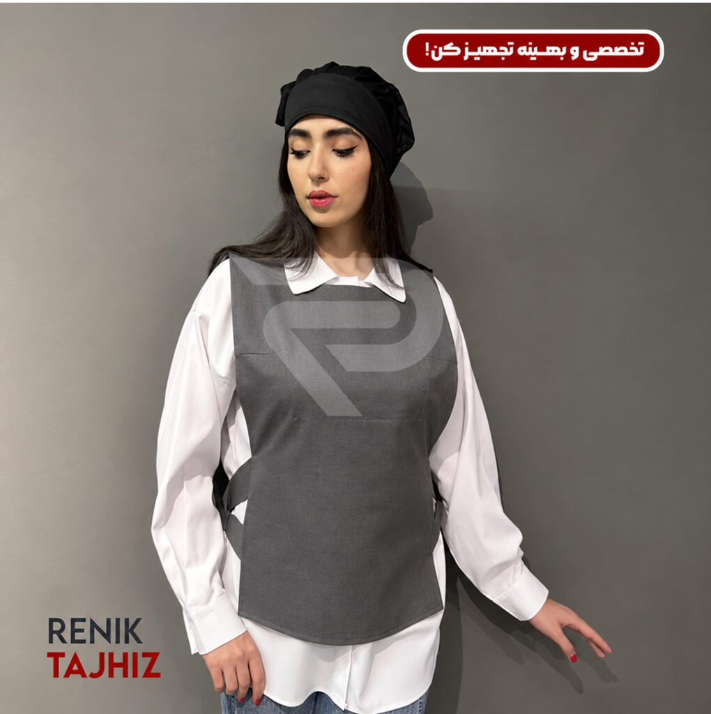 وست طرح جلو بسته پارچه کتان طوسی RENIK