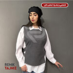 وست طرح جلو بسته پارچه کتان طوسی RENIK