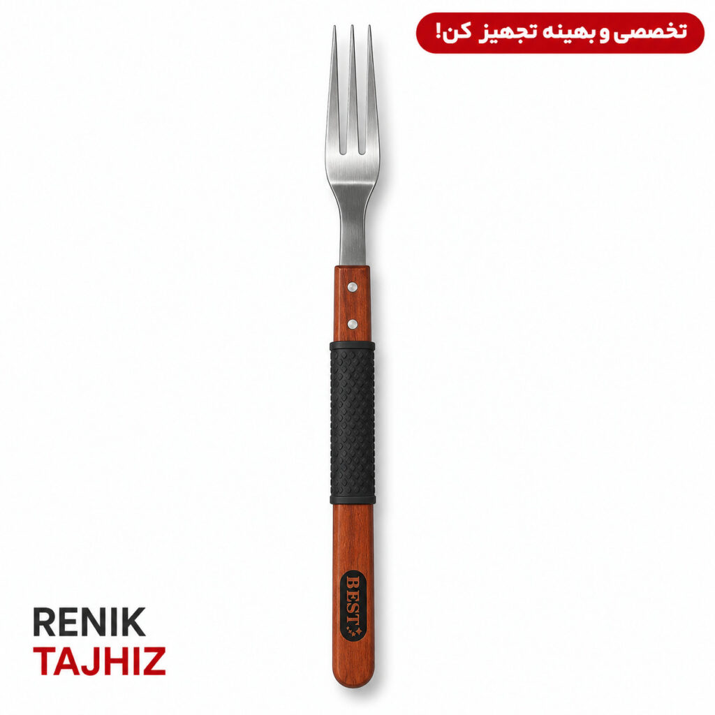 انبر باربیکیو چنگال دسته چوبی بلند BEST HY231891